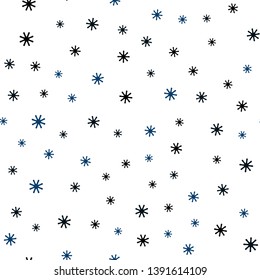 Dark BLUE vector seamless cover with beautiful snowflakes. Glitter abstract illustration with crystals of ice. Design for textile, fabric, wallpapers.
