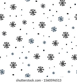 Dark BLUE vector seamless cover with beautiful snowflakes. Colorful snowflakes with gradient on abstract background. Pattern for design of window blinds, curtains.