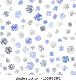 Dark BLUE vector seamless doodle blurred pattern. Blurred decorative design in Indian style with flowers. Completely new template for your brand book.