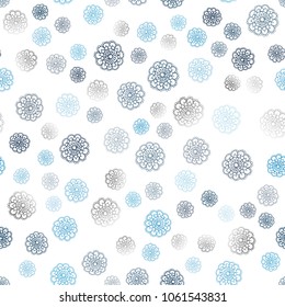 Dark BLUE vector seamless doodle bright pattern. Brand-new colored illustration in blurry style with flowers. Pattern for wallpapers and coloring books.