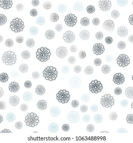 Dark BLUE vector seamless doodle blurred pattern. An elegant bright illustration with flowers in Natural style. Doodle design can be used for your web site.