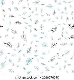 Dark BLUE vector seamless  doodle blurred pattern. An elegant bright illustration with leaves in Natural style. Doodle design can be used for your web site.