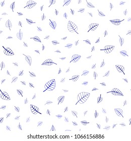 Dark BLUE vector seamless  doodle blurred texture. A vague abstract illustration with leaves in doodles style. Doodle design can be used for your web site.