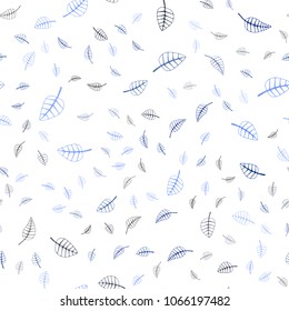 Dark BLUE vector seamless  doodle blurred texture. Creative illustration in blurred style with leaves. Completely new design for your business.