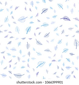 Dark BLUE vector seamless  doodle bright layout. Brand-new colored illustration in blurry style with leaves. Completely new design for your business.