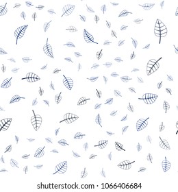 Dark BLUE vector seamless  doodle blurred background. An elegant bright illustration with leaves in Natural style. Pattern for colorful books and pages for kids.