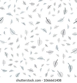 Dark BLUE vector seamless  doodle bright layout. An elegant bright illustration with leaves in Natural style. Elegant pattern for a brand book.