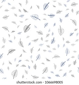 Dark BLUE vector seamless  doodle blurred template. Colorful abstract illustration with leaves in doodle style. Brand-new style for your business design.