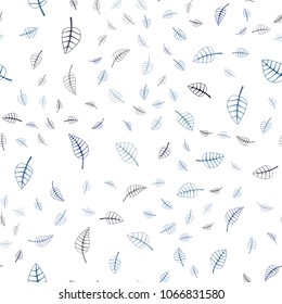 Dark BLUE vector seamless  doodle bright layout. An elegant bright illustration with leaves in Natural style. Completely new template for your brand book.