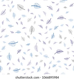 Dark BLUE vector seamless  doodle blurred texture. A vague abstract illustration with leaves in doodles style. Hand painted design for web, leaflet, textile.