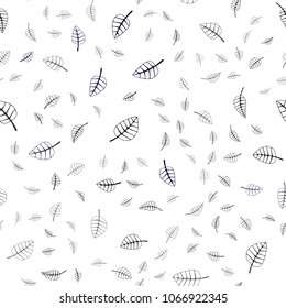 Dark BLUE vector seamless  doodle blurred texture. Modern geometrical abstract illustration with leaves. Hand painted design for web, leaflet, textile.