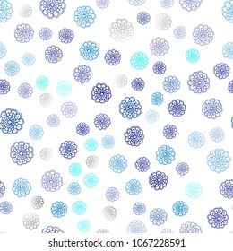 Dark BLUE vector seamless doodle bright background. Glitter abstract illustration with doodles and flowers. Pattern for colorful books and pages for kids.