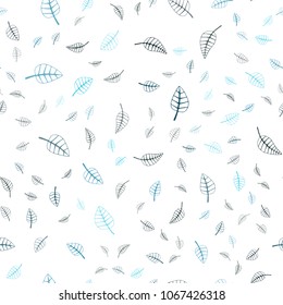 Dark BLUE vector seamless  doodle bright layout. New colorful illustration in doodle style with leaves. Pattern for colorful books and pages for kids.