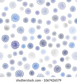 Dark BLUE vector seamless doodle blurred background. flowers on elegant natural pattern with gradient. Hand painted design for web, wrapping, wallpaper.