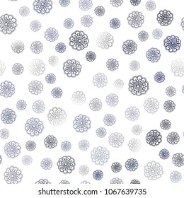 Dark BLUE vector seamless doodle blurred texture. Shining colored illustration with flowers in doodle style. Pattern for colorful books and pages for kids.