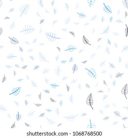 Dark BLUE vector seamless  doodle blurred background. An elegant bright illustration with leaves in Natural style. A new texture for your design.