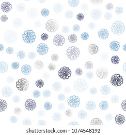Dark BLUE vector seamless doodle blurred background. Colorful illustration in doodle style with flowers. Completely new design for your business.