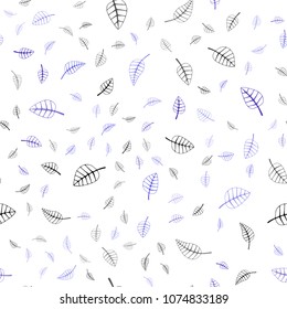 Dark BLUE vector seamless  doodle bright layout. Modern geometrical abstract illustration with leaves. Completely new template for your business design.