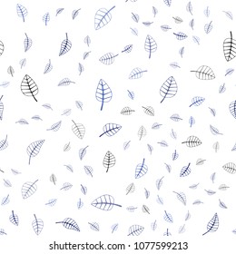 Dark BLUE vector seamless  doodle bright template. Glitter abstract illustration with doodles and leaves. Pattern for wallpapers and coloring books.