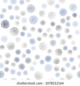 Dark BLUE vector seamless doodle bright background. Shining colored illustration with flowers in doodle style. Hand painted design for web, wrapping, wallpaper.