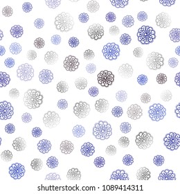 Dark BLUE vector seamless doodle blurred background. New colorful illustration in doodle style with flowers. A new texture for your design.