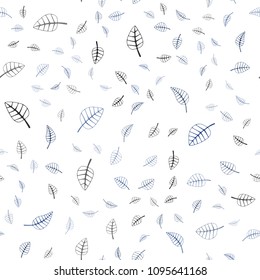 Dark BLUE vector seamless  doodle blurred texture. Glitter abstract illustration with doodles and leaves. Doodle design can be used for your web site.