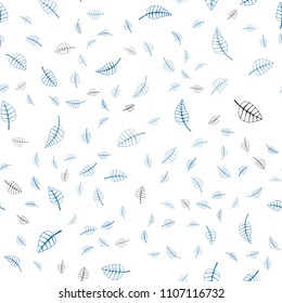 Dark BLUE vector seamless  doodle bright layout. Colorful illustration in doodle style with leaves. Pattern for wallpapers and coloring books.