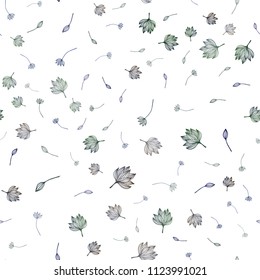 Dark BLUE vector seamless doodle pattern. A vague abstract illustration with leaves in doodles style. Doodle design for your web site.