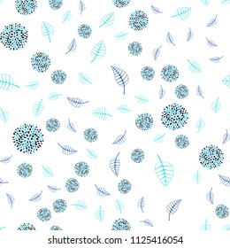 Dark BLUE vector seamless doodle backdrop with leaves and flowers. Colorful illustration in doodle style with leaves, flowers. Doodle design can be used for your web site.