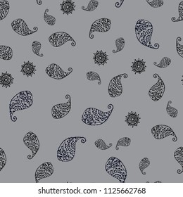 Dark BLUE vector seamless doodle background with leaves and flowers. Creative illustration in blurred style with leaves, flowers. Completely new template for your brand book.