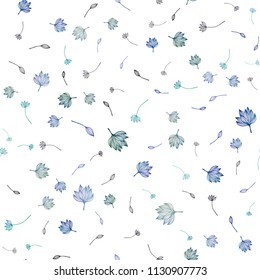 Dark BLUE vector seamless doodle texture. A vague abstract illustration with leaves in doodles style. Pattern for brand book.