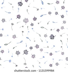 Dark BLUE vector seamless doodle texture. leaves on blurred abstract background with gradient. The template for background of cell phones.