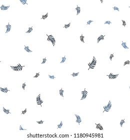 Dark BLUE vector seamless doodle template with leaves. Colorful illustration in doodle style with leaves. Design for textile, fabric, wallpapers.
