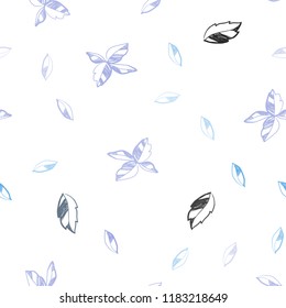 Dark BLUE vector seamless doodle texture with leaves. Colorful abstract illustration with leaves in doodle style. Template for business cards, websites.