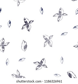 Dark BLUE vector seamless doodle layout with leaves. Colorful abstract illustration with leaves in doodle style. Pattern for trendy fabric, wallpapers.
