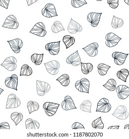 Dark BLUE vector seamless doodle background with leaves. An elegant bright illustration with leaves in Natural style. Design for textile, fabric, wallpapers.