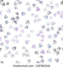 Dark BLUE vector seamless doodle texture with leaves. Doodle illustration of leaves in Origami style with gradient. Template for business cards, websites.