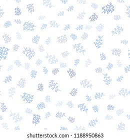 Dark BLUE vector seamless doodle texture with leaves, branches. Abstract illustration with leaves, branches in doodles style. Trendy design for wallpaper, fabric makers.