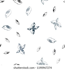 Dark BLUE vector seamless doodle background with leaves. New colorful illustration in doodle style with leaves. Design for textile, fabric, wallpapers.