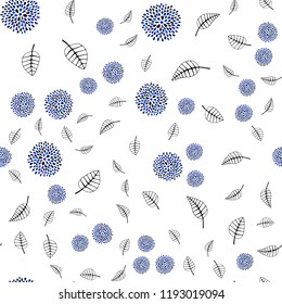 Dark BLUE vector seamless doodle pattern with leaves, flowers. Brand new colored illustration with leaves and flowers. Pattern for trendy fabric, wallpapers.
