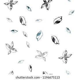 Dark BLUE vector seamless doodle background with leaves. Brand new colored illustration in blurry style with leaves. Trendy design for wallpaper, fabric makers.