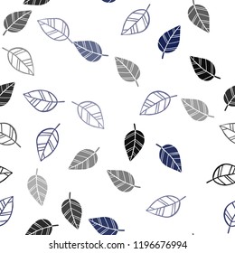 Dark BLUE vector seamless doodle background with leaves. Doodle illustration of leaves in Origami style with gradient. Trendy design for wallpaper, fabric makers.