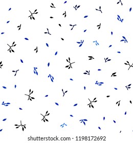 Dark BLUE vector seamless doodle background with leaves. Decorative illustration with doodles on abstract template. Design for textile, fabric, wallpapers.