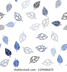 Dark BLUE vector seamless doodle template with leaves. Decorative illustration with doodles on abstract template. Design for textile, fabric, wallpapers.