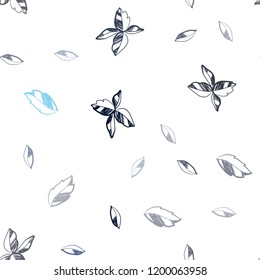 Dark BLUE vector seamless doodle pattern with leaves. leaves on elegant natural pattern with gradient. Pattern for trendy fabric, wallpapers.
