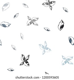 Dark BLUE vector seamless doodle background with leaves. Brand new colored illustration in blurry style with leaves. Trendy design for wallpaper, fabric makers.