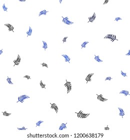 Dark BLUE vector seamless doodle pattern with leaves. Modern geometrical abstract illustration with leaves. Pattern for design of window blinds, curtains.