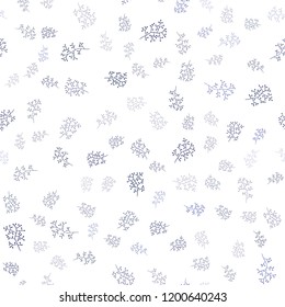 Dark BLUE vector seamless doodle texture with leaves, branches. Shining colored illustration with leaves and branches. Pattern for design of window blinds, curtains.