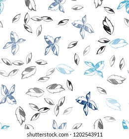 Dark BLUE vector seamless doodle pattern with leaves. An elegant bright illustration with leaves in Natural style. Design for textile, fabric, wallpapers.