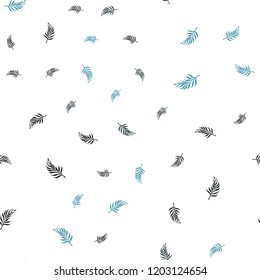 Dark BLUE vector seamless doodle pattern with leaves. New colorful illustration in doodle style with leaves. Template for business cards, websites.
